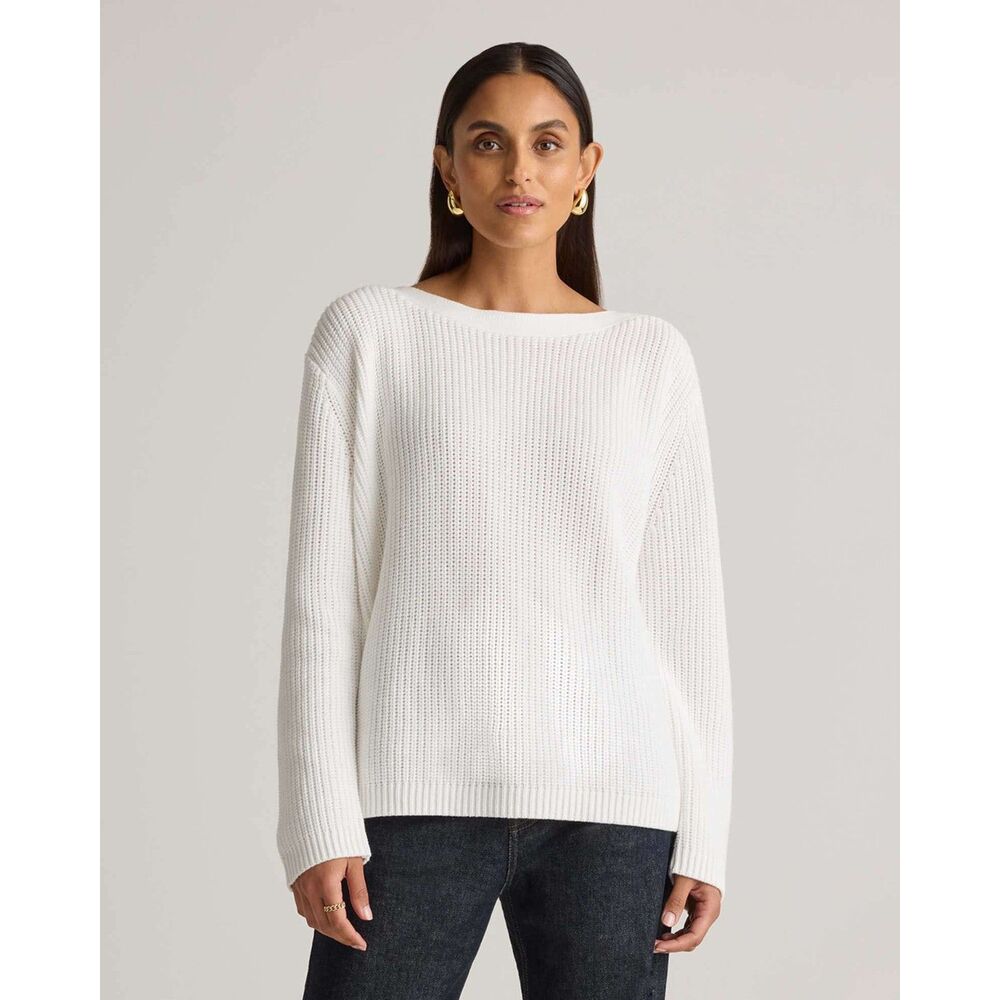 Quince 100% Cotton Fisherman Ivory Sweater, size S